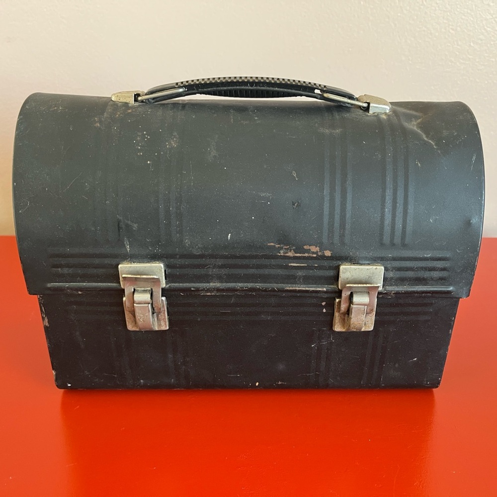 Vintage Black Metal Lunchbox made by Aladdin in Nashville Tennessee all original